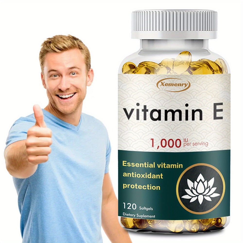 Vitamin E 1000IU Softgels 120 Count High Potency Antioxidant Supplement for Hair, Skin, Nails & Eye Health – Gluten-Free Immune Support 120-Day Supply for Women & Men