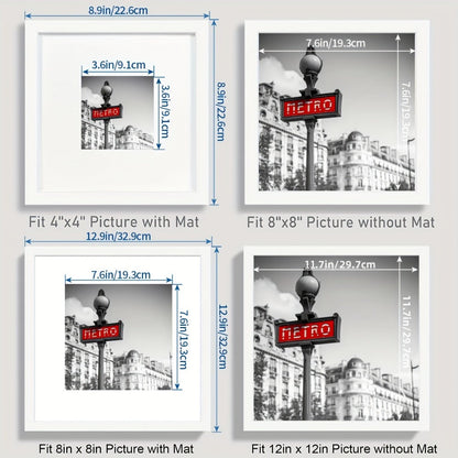 Three-Piece Square Picture Frame Set in Black or White with 8 x 8 or 12 x 12-Inch Wall Options