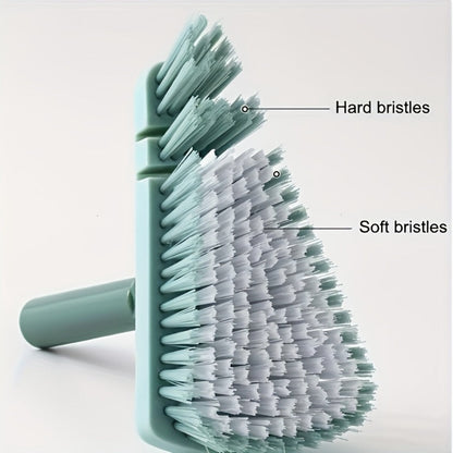 Triangular Floor Scrub Brush with 37.4-Inch Sectional Handle, Mixed Bristles and Pivoting Corner Head