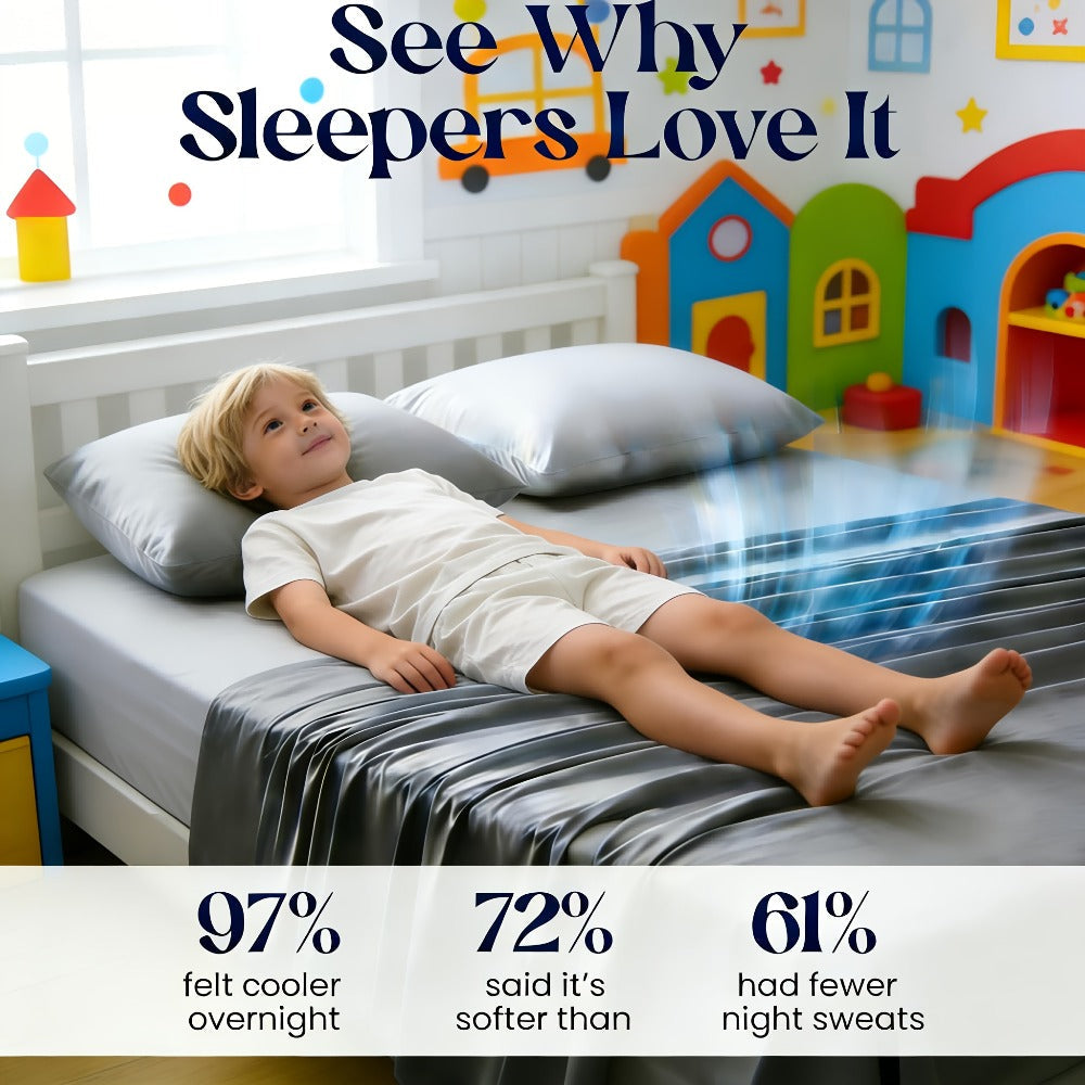 Bamboo Blend Cooling Bed Sheet Set 4pcs – Ultra Soft Breathable Kids Sheets, Deep Pocket Fitted Sheet 18"-24", 2200TC Shrink & Wrinkle Resistant, All-Season Hotel Luxury Bedding, Twin Full Queen King