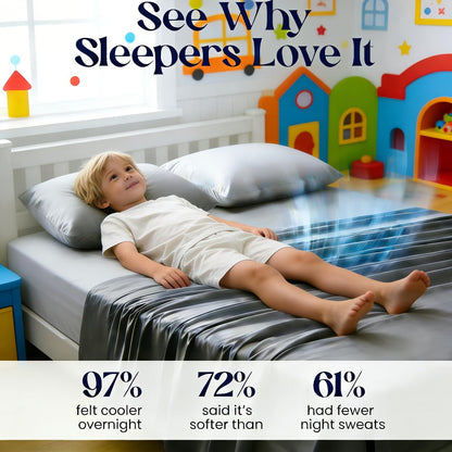 Bamboo Blend Cooling Bed Sheet Set 4pcs – Ultra Soft Breathable Kids Sheets, Deep Pocket Fitted Sheet 18"-24", 2200TC Shrink & Wrinkle Resistant, All-Season Hotel Luxury Bedding, Twin Full Queen King