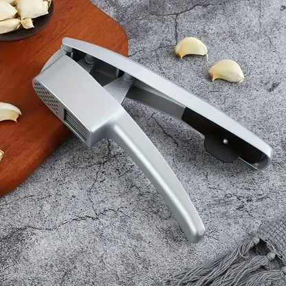 Manual Stainless Steel Two-in-One Garlic Press and Slicer for Mincing, Pureeing and Kitchen Preparation