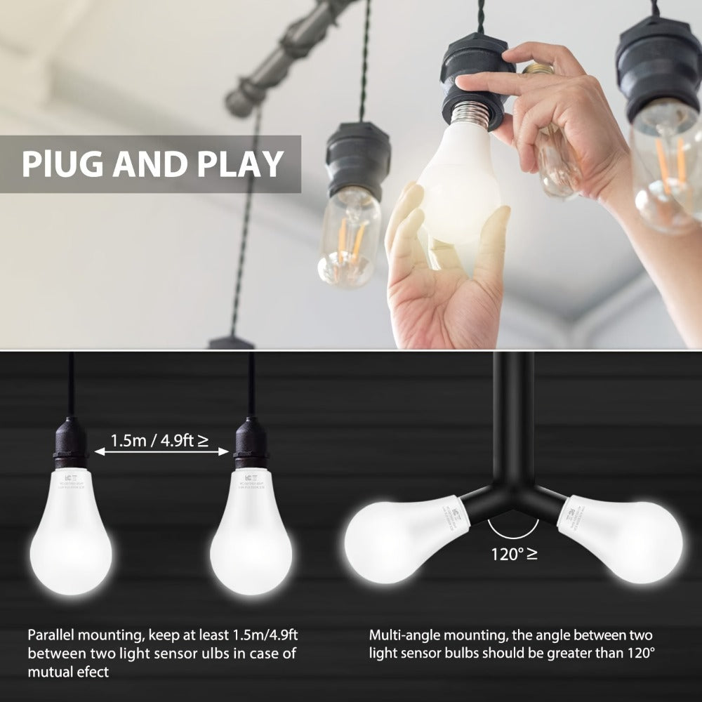 Dusk-to-Dawn A19 LED Sensor Bulbs, 9 W, 800 Lumens and 5000 K Daylight with E26 Base in 4 or 12 Packs