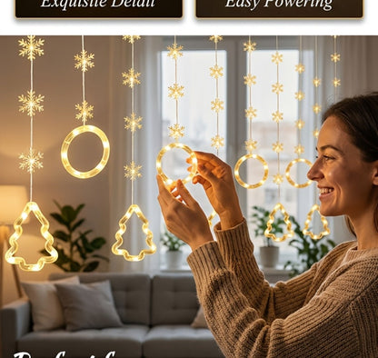 Mini LED String Lights Christmas Snowflake & Star Tree Shapes, 10-Pack USB Powered Fairy Lights 118 Inch, Indoor Holiday Decoration for Bedroom Window Curtain Wall Door Living Room Party Decor