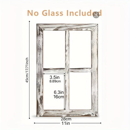 Distressed Wood Window Frame Wall Decor, Two-Piece Set in Rectangular or Arched Styles without Glass
