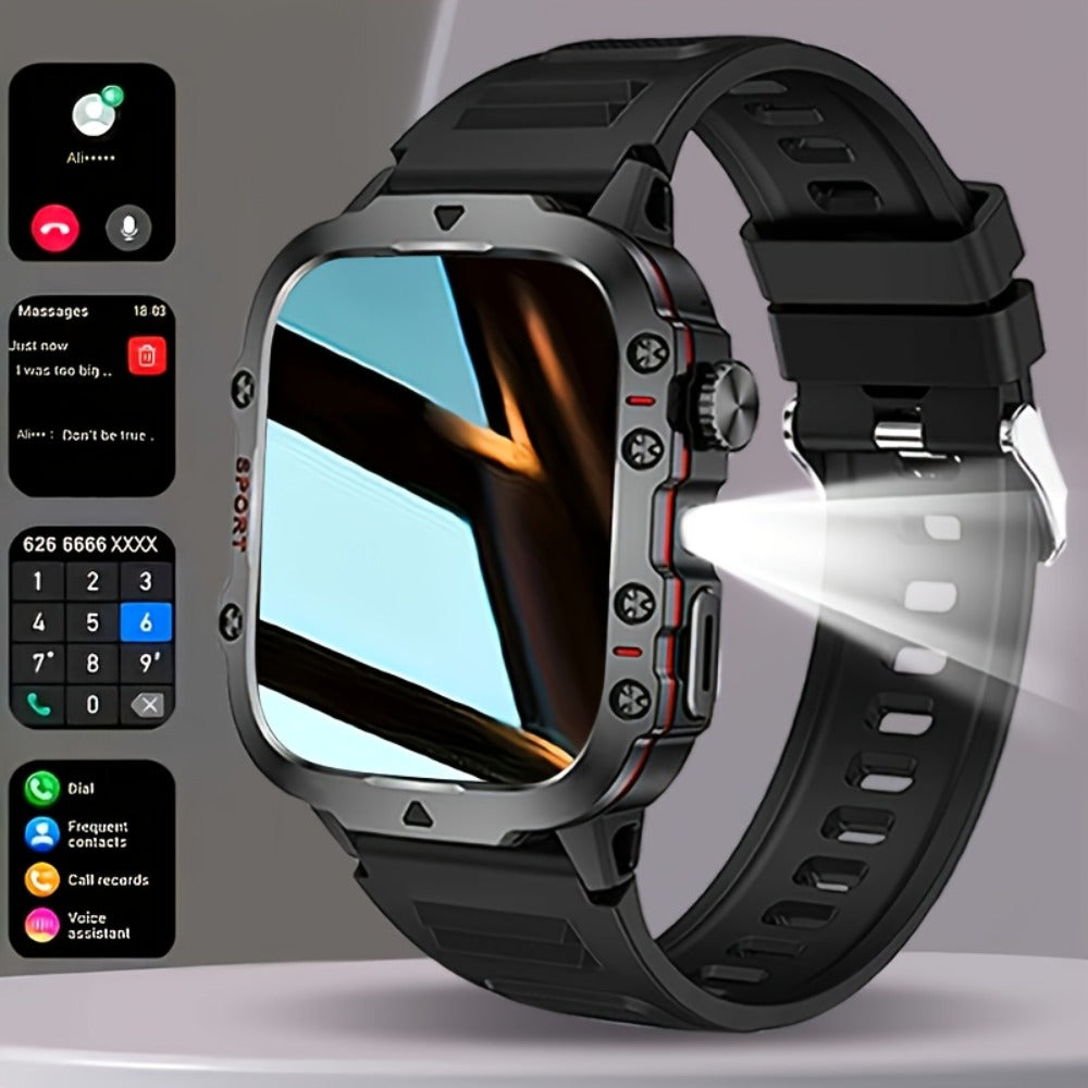 Smartwatch – Men's Outdoor 4.6" HD Touch Screen with Wireless Calling & LED Display, USB Charging, Multiple Sport Modes, Heart Rate…