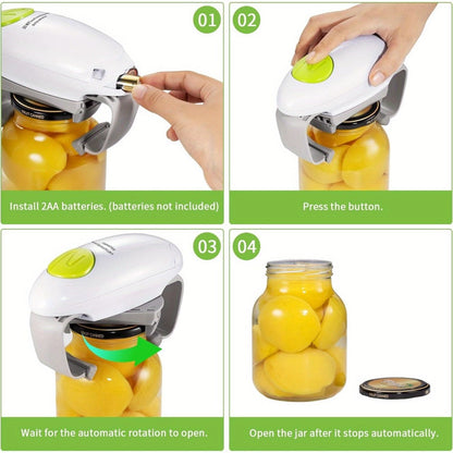 RoboTwist-Style Battery Jar Opener with One-Touch Control, Adjustable Jaws and Two Button Colors