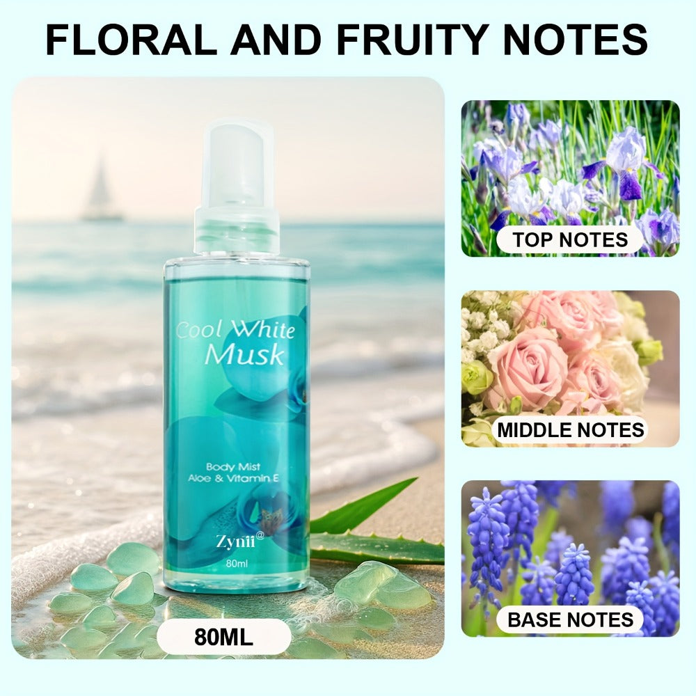 Fragrance Body Mist for Women, Floral, Fruity, Musk & Vanilla Body Spray with Aloe & Vitamin E, 3-8 fl oz