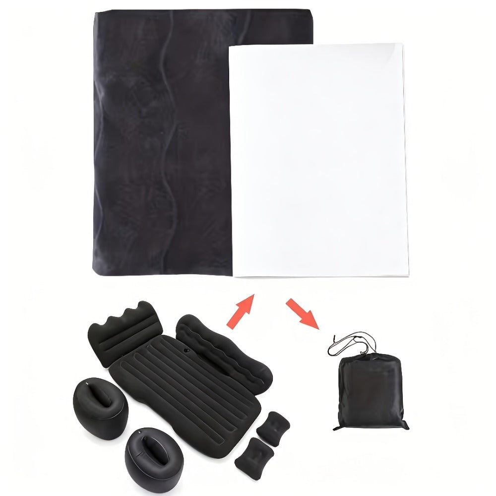 Inflatable Car Bed Plush Folding Design with Storage Bag & Tool Kit Soft Skin-Friendly Comfortable Outdoor Car Air Mattress for Camping Travel Road Trip, Multiple Colors