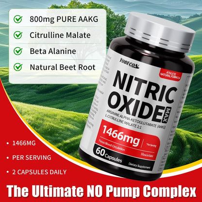 Nitric Oxide Supplement for Men — 800mg AAKG L-Arginine L-Citrulline Beetroot Capsules | Natural Energy & Focus Formula | Third-Party Tested Male Health Support