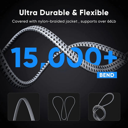 Cat8 Ethernet Cable Braided Heavy Duty – 40Gbps 2000MHz RJ45, High Speed Network LAN Cable for Gaming, Router, Modem & PC, 6FT / 25FT / 35FT