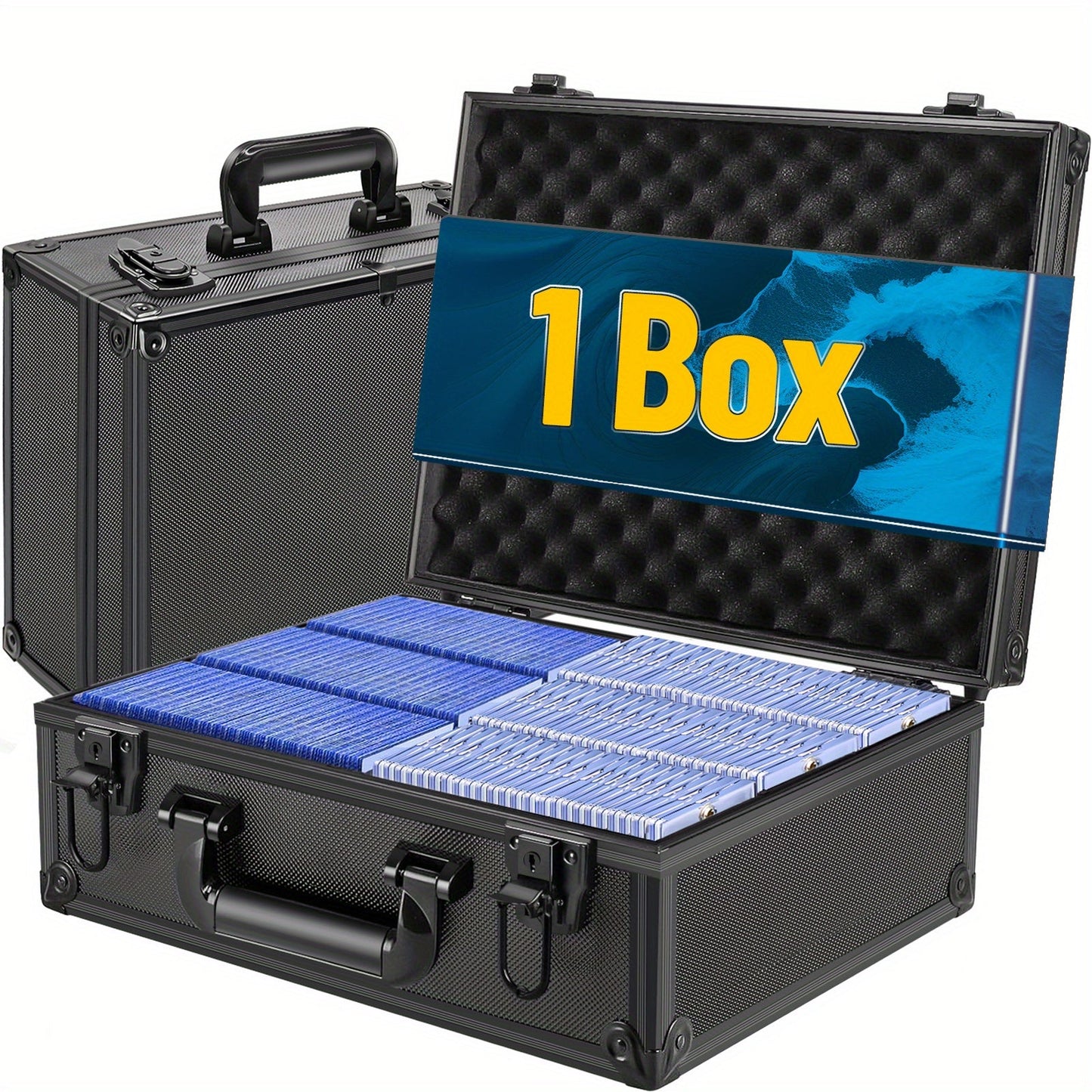 Locking Trading Card Storage Case with Foam Dividers, Carry Handle and Standard or Mini Size Options