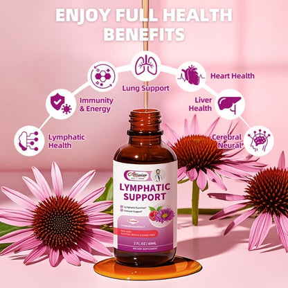 Lymphatic Health Drops 11-in-1 with Echinacea Elderberry Astragalus Burdock Root Dandelion Red Clover 2.03oz – Natural Herbal Immune Detox Lymph Drainage Support Supplement