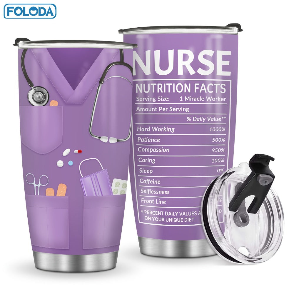Insulated Tumbler 20oz Nurse Graphic Stainless Steel Vacuum Travel Mug in Four Color Options