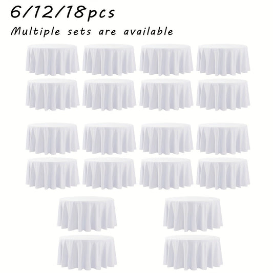120 Inch Round Tablecloth Bulk Pack – Wrinkle-Free Table Cover for Wedding, Party, Christmas & Halloween, Black or White (6/12/18 Pack)