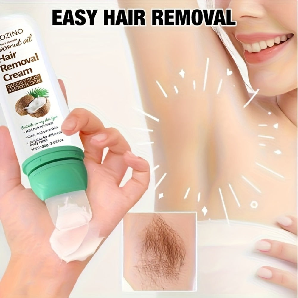 Hair Removal Cream ROZINO 100g Coconut and Squalane Tube with Carton for External Body Grooming