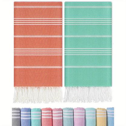 Turkish Beach Towels 2 Pack Sand Free Quick Dry Oversized Extra Large Lightweight Sandproof Compact Pool Swim Travel Camping Vacation Gift for Men Women Yellow Orange Blue Pink Purple Grey