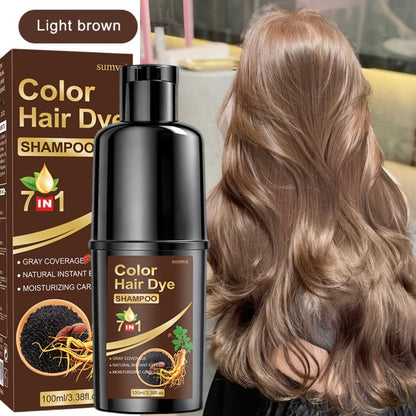 Natural Herbal Hair Dye Shampoo 3.38oz — Moisturizing & Conditioning Easy-Apply Hair Color, 5 Shades: Black, Brown, Chestnut Brown, Golden Brown & Coffee, Holiday Gift