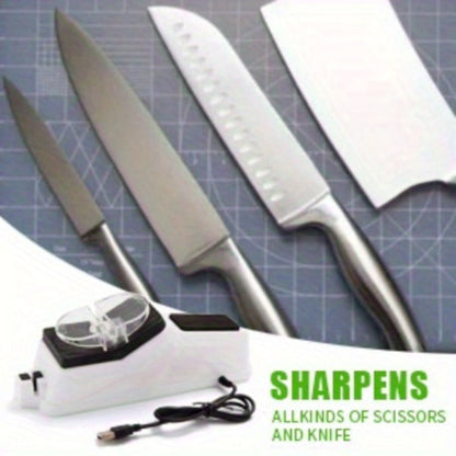 USB-Powered Electric Knife Sharpener with Five Double-Sided Stones and Clear Protective Cover