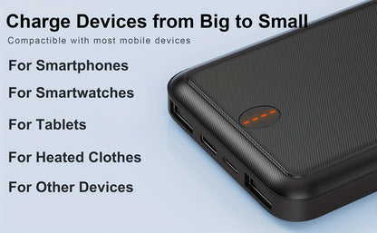 Power Bank 10000mAh 5V/2A for Heated Clothing with USB-C Input/Output in Black or White Battery Pack