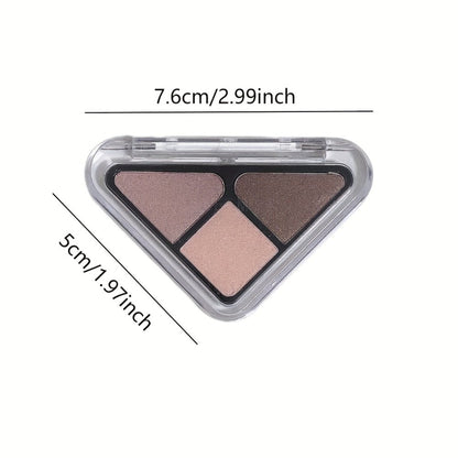 Eyeshadow Palette 3-Shade Triangular Compact with Pink and Brown Color Theme, Clear Lid and Matte-Shimmer Finish Mix