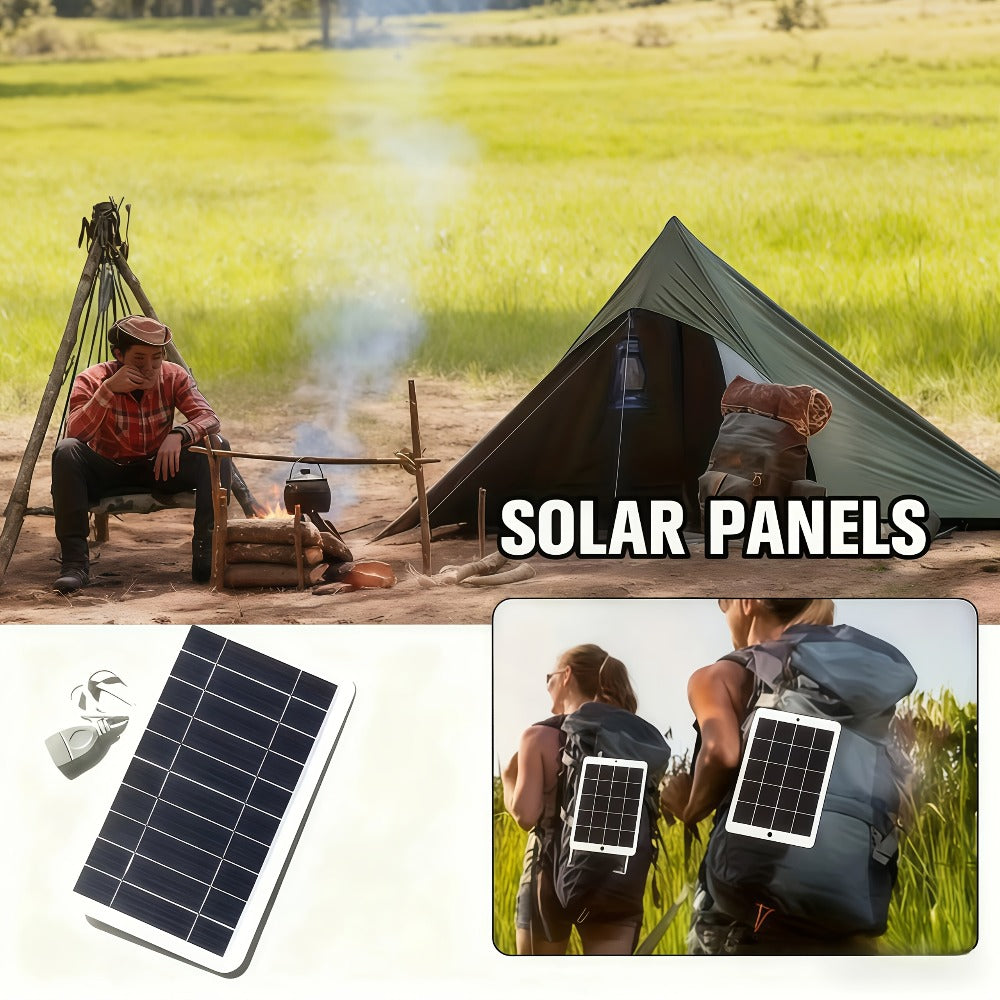 Solar Panel Phone Charger USB – Flexible Photovoltaic Outdoor Charging Panel with USB Cable, Portable Solar Power Generator for Camping, RV, Hiking & Emergency Device Charging (2W / 10W)