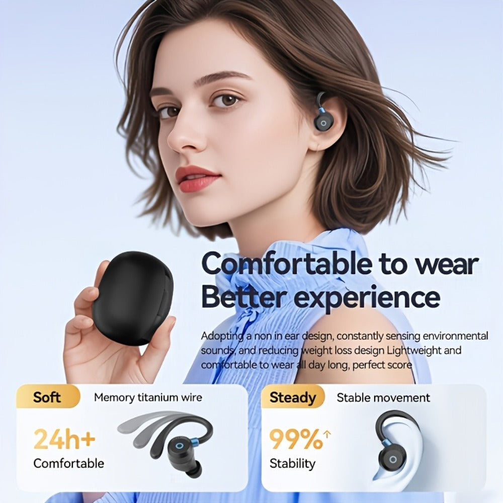 Wireless Earbuds HiFi Stereo with Active Noise Canceling, LED Display, Touch and Fast USB Charging