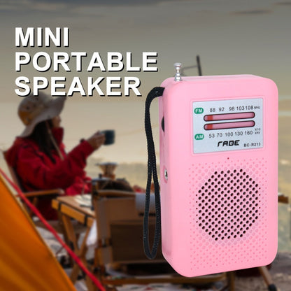 Pocket AM/FM Radio with Manual Tuner, Telescopic Antenna, Wrist Strap and Pink or Black Case