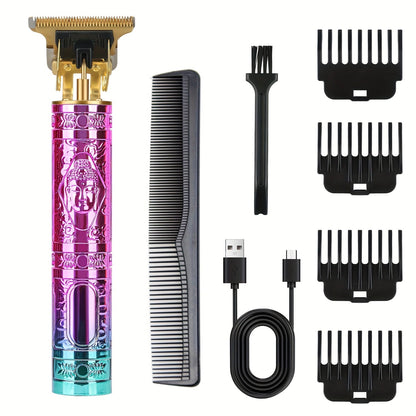 T-Blade Hair Trimmer with Four Guide Combs, USB Cable and Seven Dragon or Buddha Patterned Finish Options