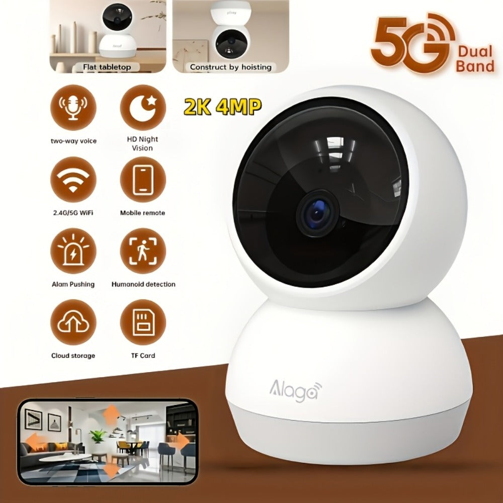 Indoor Security Camera 4MP Dual-Band WiFi Model with 360° Rotation, Night Vision and Two-Way Audio