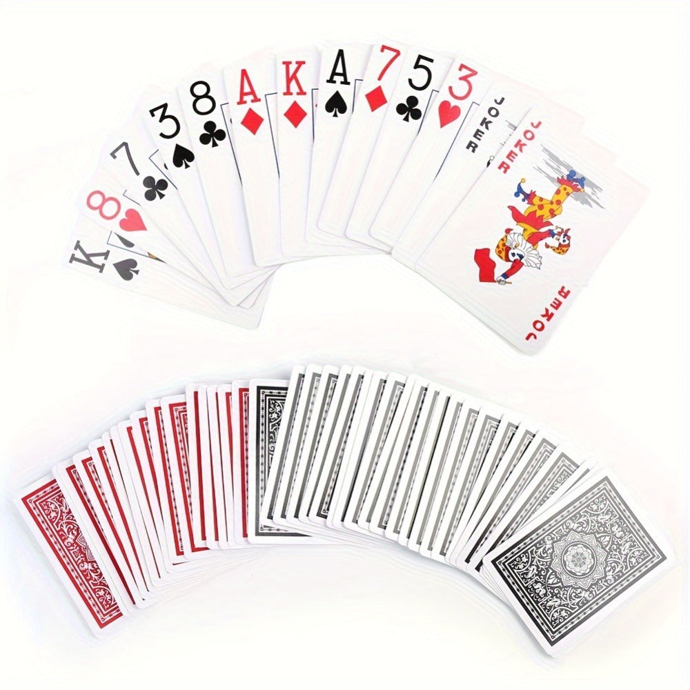Twelve-Deck Jumbo Index Playing Card Set with Six Black and Six Red Poker-Size Decks for Table Games