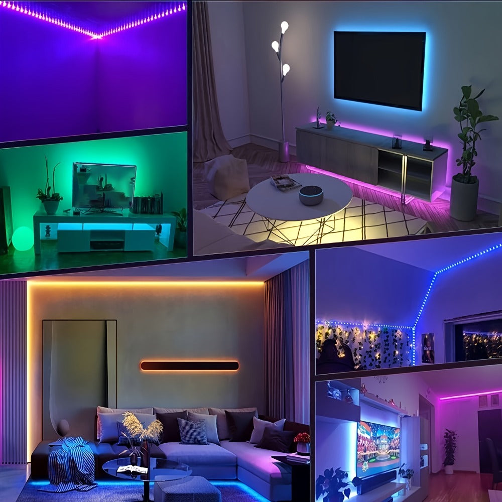 LED Strip Light RGB Room Kit in 50ft or 100ft Lengths with Remote Control, Dimming and Multi-Mode Color Effects
