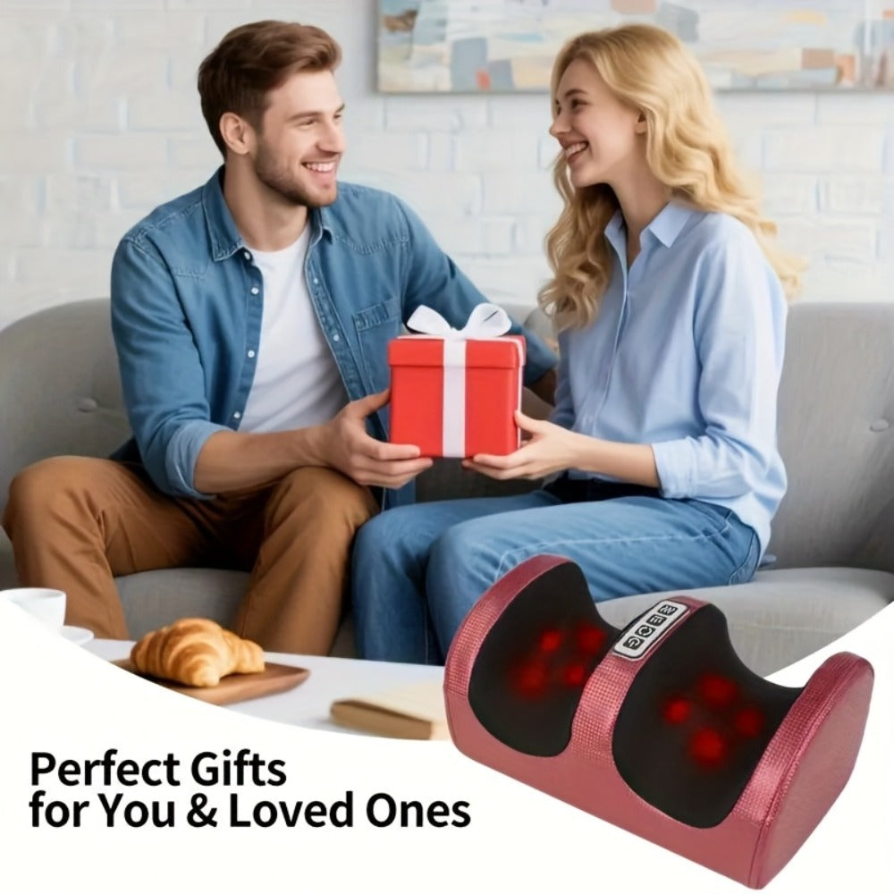 Open Foot and Lower-Leg Massager with Bidirectional Rollers, 15-Minute Timer and Black or Red Finish