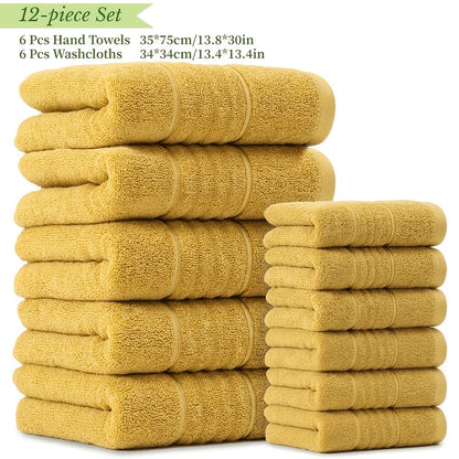 Towel Set 12, 16 or 18 Piece 450GSM Cotton-Blend Bath, Hand and Face Towels in Multiple Colors