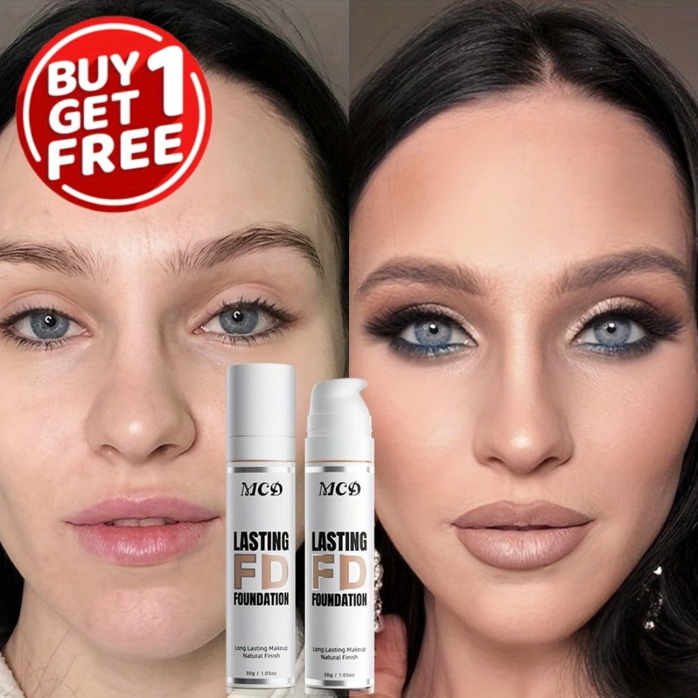 Liquid Foundation 2pcs Set Full Coverage Concealer Natural Finish Long Lasting Lightweight Breathable Face Makeup for All Skin Types Women 9 Shade Options