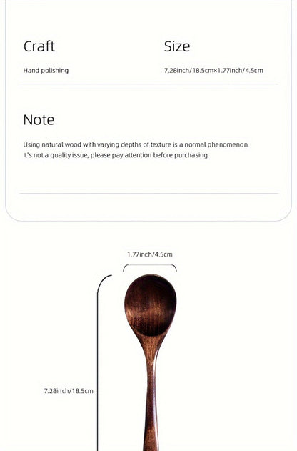 Wooden Spoons for Eating 8pcs – 7.28 Inch Small Wood Teaspoons for Stirring Coffee, Tea, Honey, Cooking & Serving Soup Dessert, Wooden Spoon Set