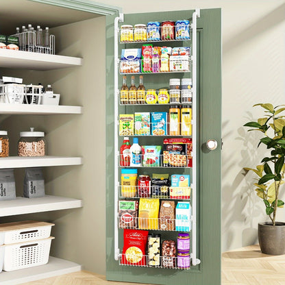 Over The Door Organizer - Multi-Layer Pantry Storage Rack for Kitchen Bathroom Laundry Room, Space Saving Door Hanging Shelf