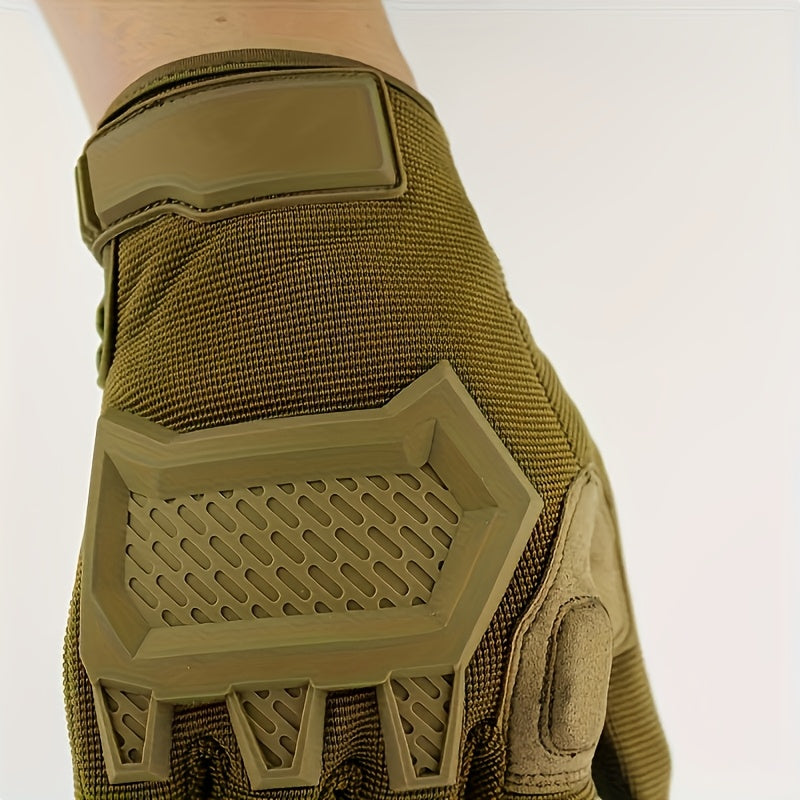 Tactical Gloves with Knuckle Guards – Knit Half Finger Outdoor Gloves for Airsoft Shooting Hunting Operations, Men Women, Sizes M / L / XL, Khaki & Army Green