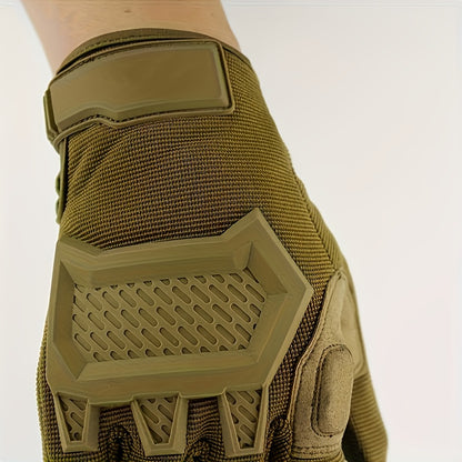 Tactical Gloves with Knuckle Guards – Knit Half Finger Outdoor Gloves for Airsoft Shooting Hunting Operations, Men Women, Sizes M / L / XL, Khaki & Army Green