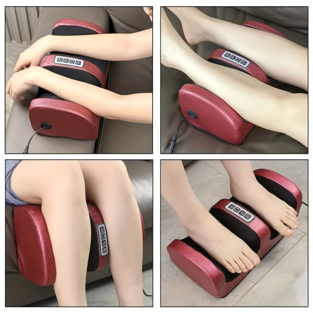 Open Foot and Lower-Leg Massager with Bidirectional Rollers, 15-Minute Timer and Black or Red Finish