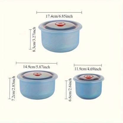 Food Storage Containers Three- or Four-Piece Stackable Refrigerator Box Set in Four Color Options