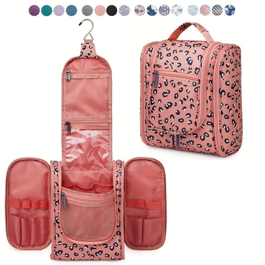 Toiletry Bag Hanging Large-Capacity Makeup Organizer with Hook, Multiple Compartments and 16 Print Options