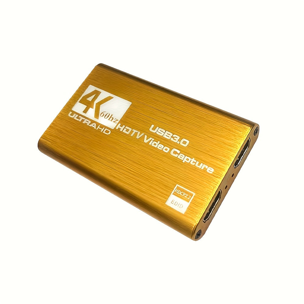 4K USB 3.0 Video Capture Card - 1080P 60fps HD Recorder, 4K UHD 60Hz Input, Compatible with OBS Live Game Streaming, Plug and Play for PC Mac PS5 Xbox Switch