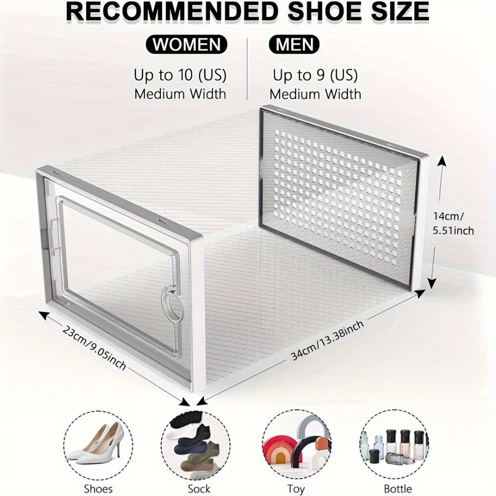 Transparent Stackable Shoe Boxes with Lid – Foldable Clear Sneaker Storage Organizer (6/24pcs)