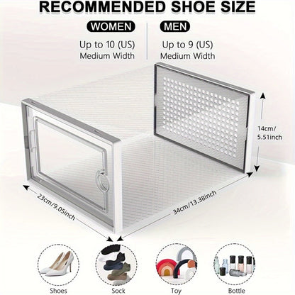 Transparent Stackable Shoe Boxes with Lid – Foldable Clear Sneaker Storage Organizer (6/24pcs)