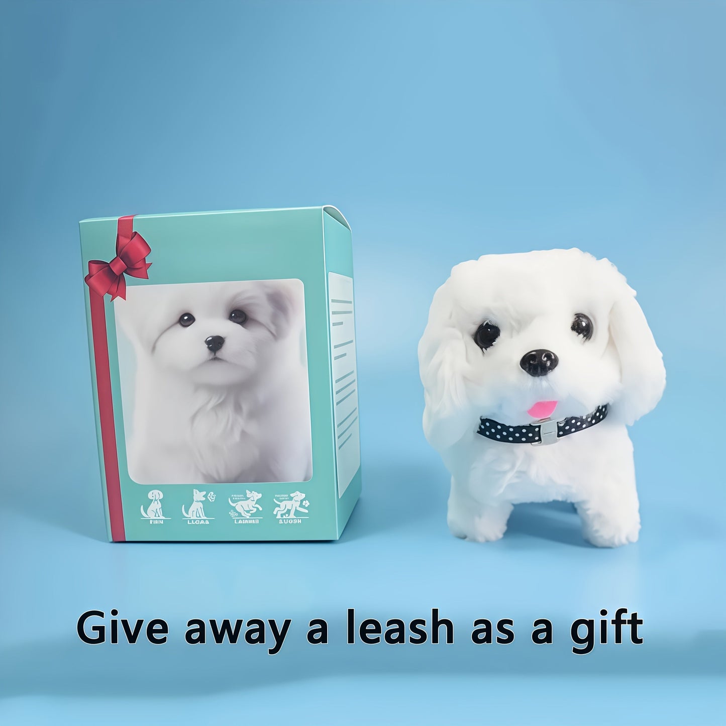 Walking Barking Robot Dog Toy for Adults Teens – Soft Plush Biomimetic Puppy with Expressive Eyes, One-Button Control, Gift Box Option | Desk & Home Companion | Brown White Red