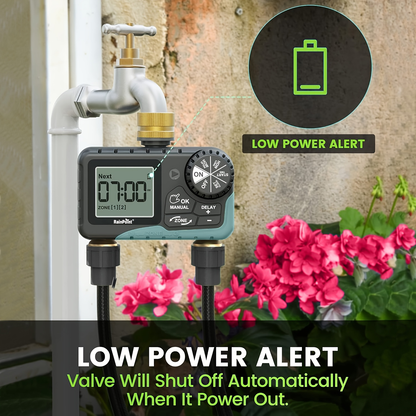 2-Zone Sprinkler Timer Programmable Faucet Irrigation Controller for Lawn & Yard