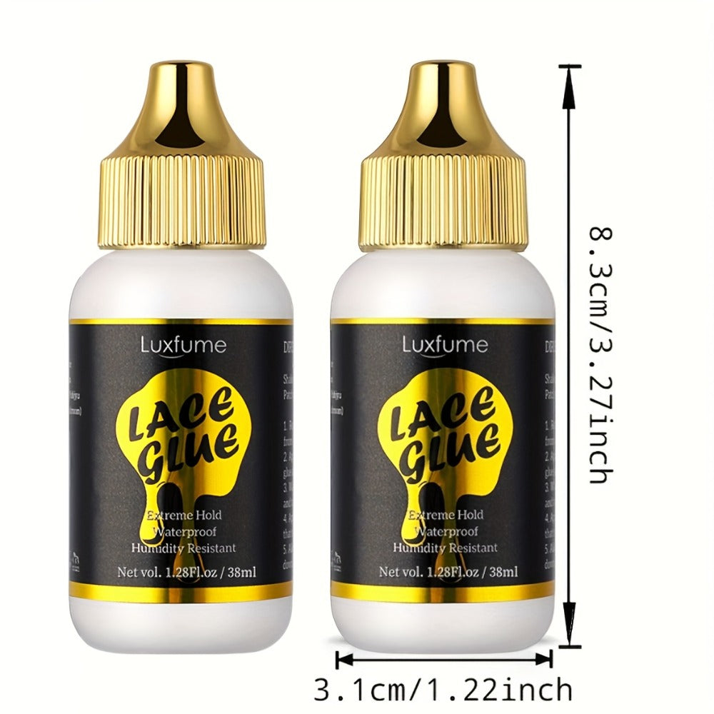 Lace Glue for Wigs Strong Hold Invisible Bonding Adhesive Waterproof Extreme Hold Fast Drying Lace Front Wig Glue for Daily Wear Styling 2pcs Set
