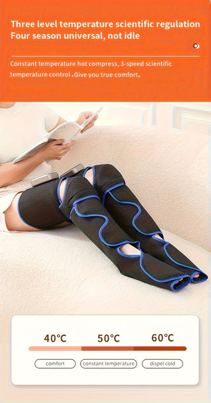 Leg Massager with Heat – Full Leg Air Compression Massager, 4 Modes Wireless Charging, Large Display, Breathable Wrap for Thighs, Shins, Knees, Ankles & Feet, Relief for Swelling, Circulation & Fatigue