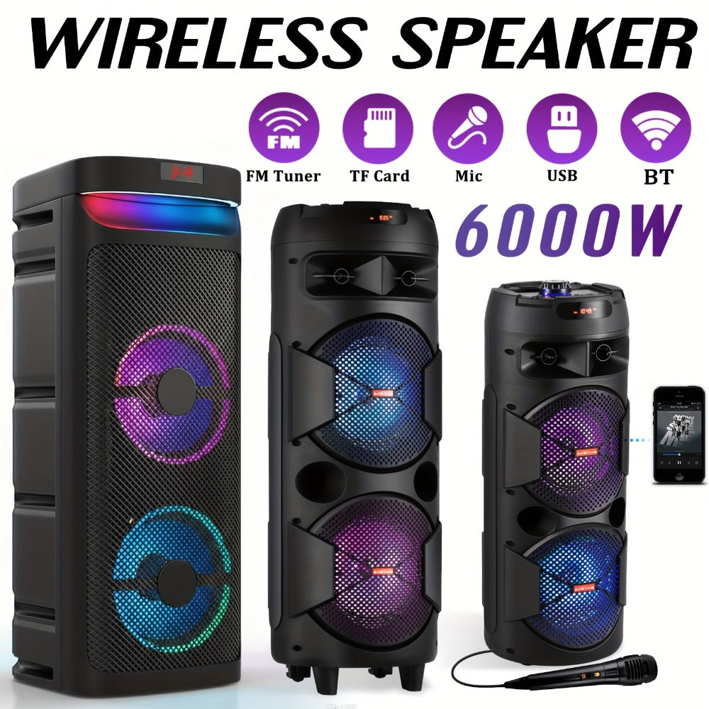 Portable Bluetooth Speaker Party Boombox with Dual Subwoofers, RGB, TWS and Up to 20 Hours Playback